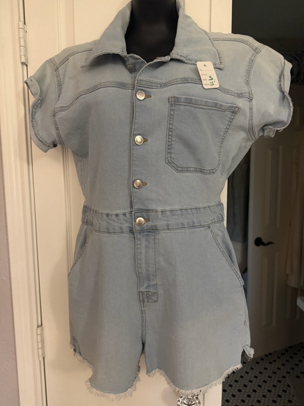 Celebrity Pink Light Wash Denim womens Romper - Casual Shortalls